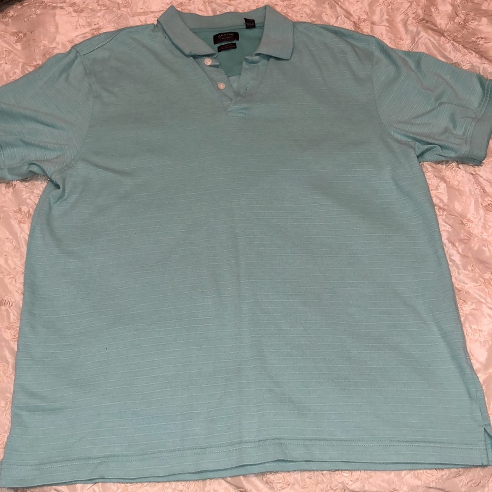 MEN - Blue Stripe Polo - Size Large - Picture 1 of 6